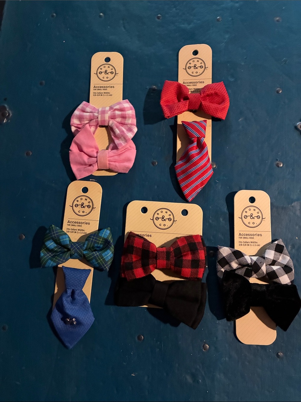 Bond & Co Pink, Red, Blue, Black, Green Pet Bow & Tie Set